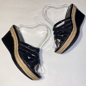 UGG Addyson Leather Wedge Sandals in Black (FIRM ON PRICE)